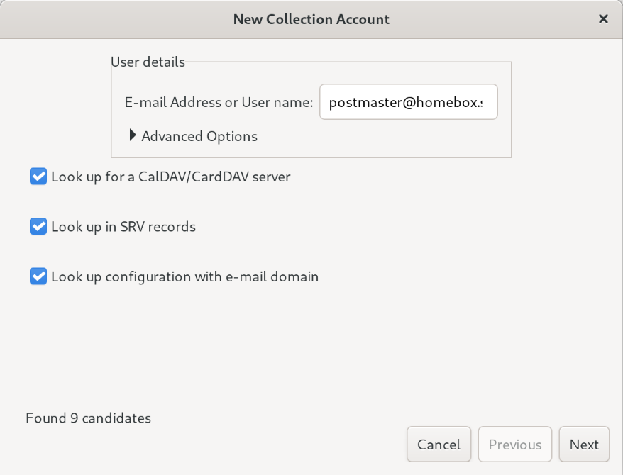 Evolution mail settings