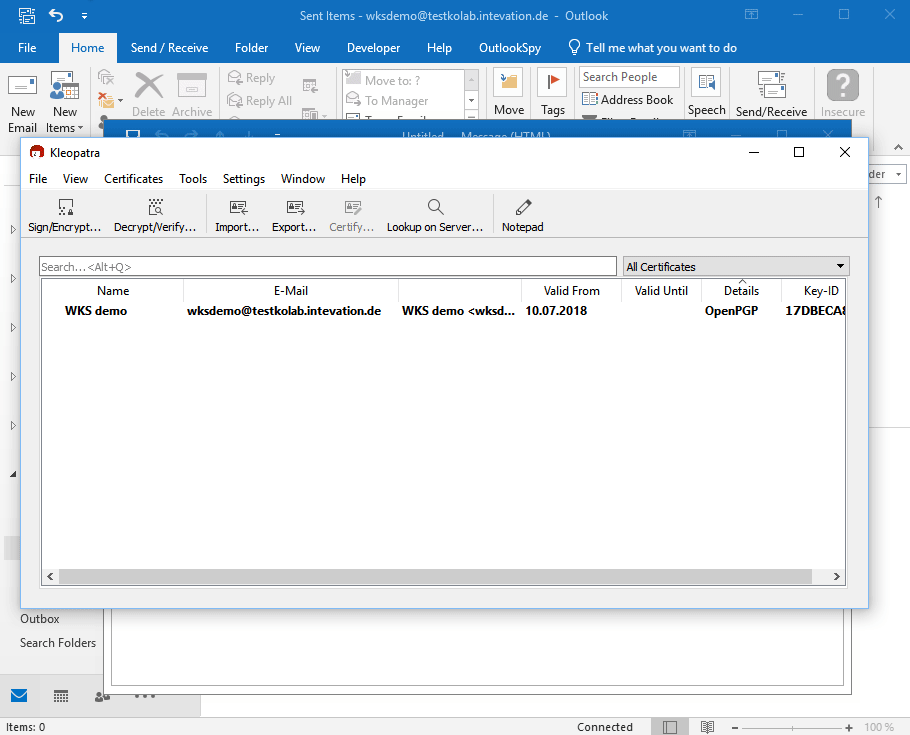 Microsoft Outlook with WinGPG